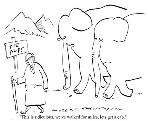 "This is ridiculous, we've walked miles, let's get a cab."