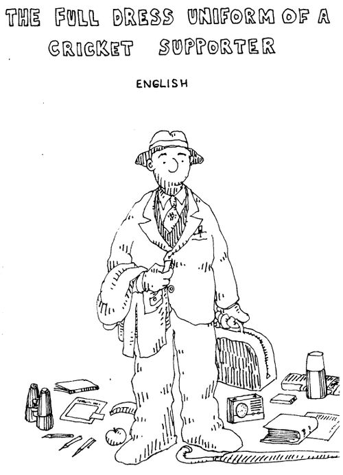 The full dress uniform of a cricket supporter - English