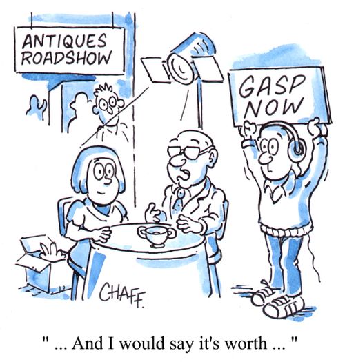 Prompts on the Antiques Roadshow.
