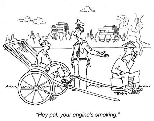 "Hey pal, your engine's smoking."