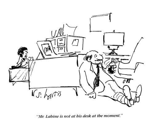 'Mr Labine is not at his desk at the moment.'