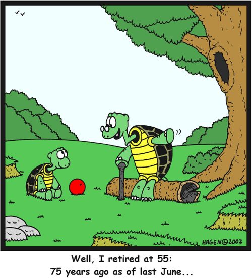 'Well, I retired at 55: 75 years ago as of last June...'