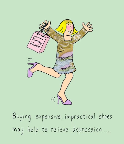 Buying expensive, impractical shoes may help to relieve depression.