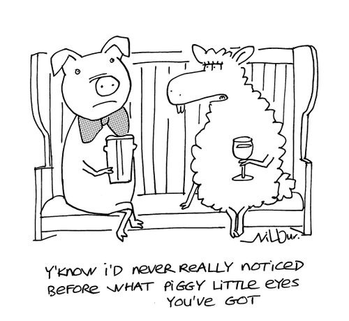 'You know I'd never really noticed before what piggy little eyes you've got.'