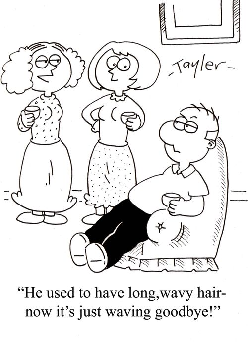 'He used to have long,wavy hair-now it's just waving goodbye!'