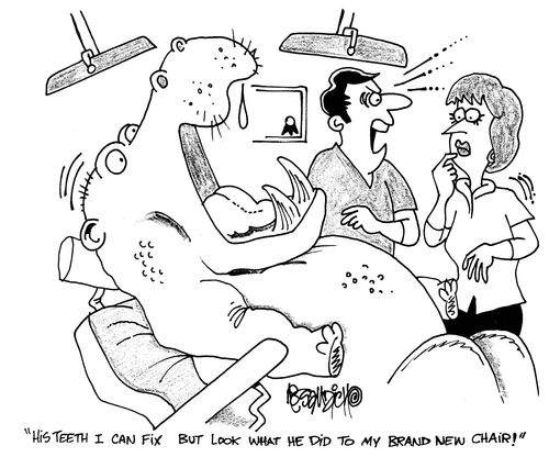 'His teeth I can fix. But look what he did to my brand new chair!'