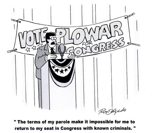 'The terms of my parole make it impossible for me to return to my seat in congress with known criminals.'