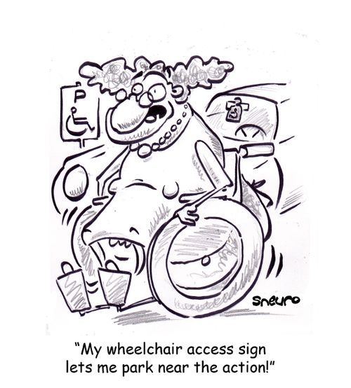 'My wheelchair access sign lets me park near the action.'