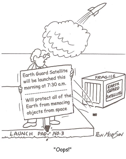 Satellite guard for Earth left off rocket deliverer.