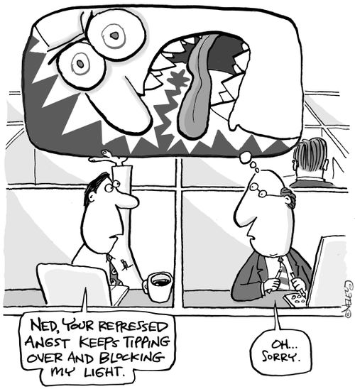 'Ned, your repressed angst keeps tipping over and blocking my light.'