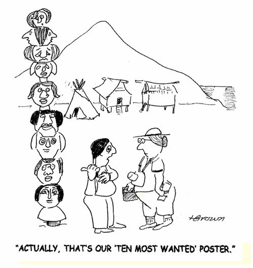'Actually, that's our 'ten most wanted' poster.'