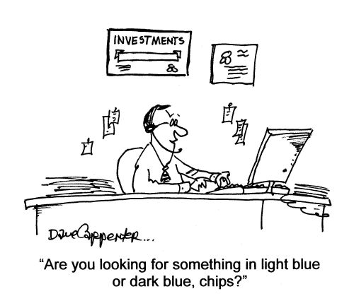 'Are you looking for something in light blue, or dark blue, chips?'