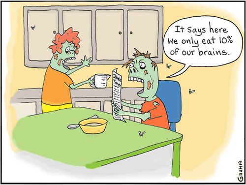 'It says here we only eat 10% of our brains.'
