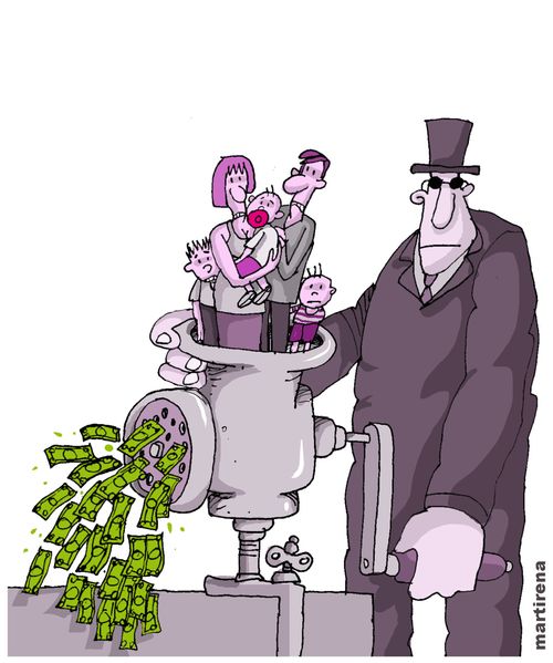 Bankers squeezing their customers.
