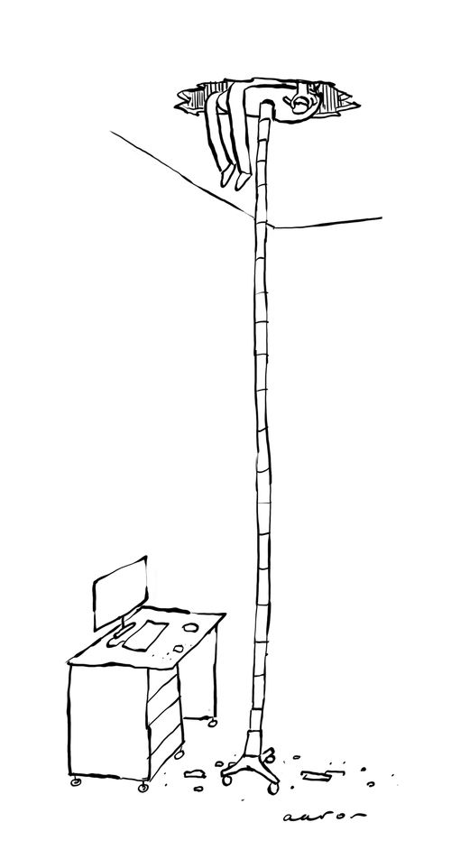 Pneumatic seat raised through roof.
