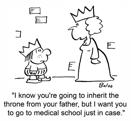 'I know you're going to inherit the throne from your father, but I want you to go to medical school just in case.'