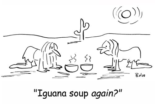 'Iguana soup again?'