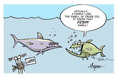 Actually I kinda' like the smell of crude oil. It hides that fishy smell!