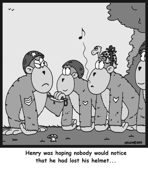 Henry was hoping nobody would notice that he had lost his helmet...