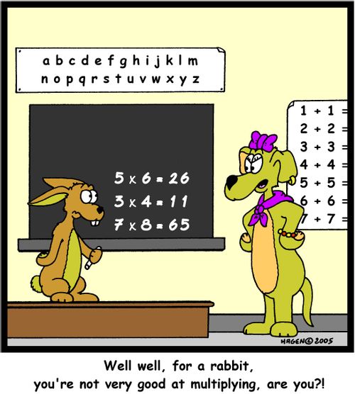 'Well well, for a rabbit, you're not very good at multiplying, are you?!'