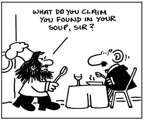 What do you claim you found in your soup, sir?