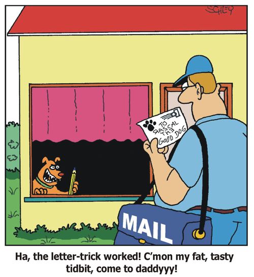 Dog traps the postman.