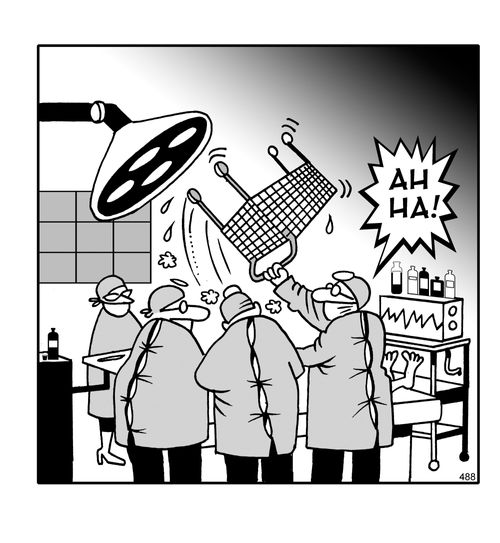 Ah ha! Surgeons remove shopping trolley from patient.