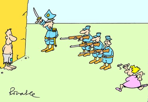 Executioner forgetting his glasses.