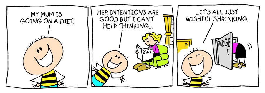 Billy strip: mum's diet (wishful shrinking).