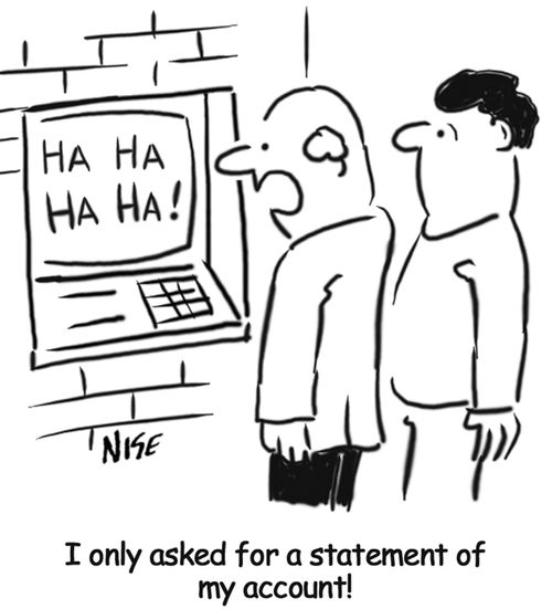 Cashpoint machine - statement of account.