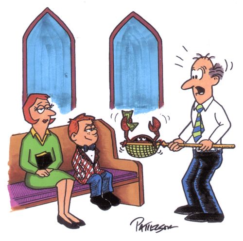 Boy and Mother Play Practical Joke on Verger