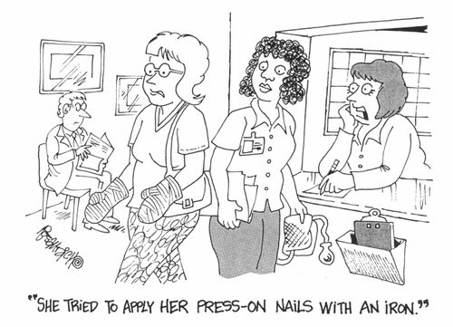 "She tried to apply her press-on nails with an iron."