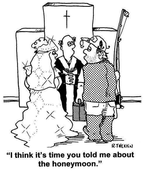 "I think it was about time you told me about the honeymoon."