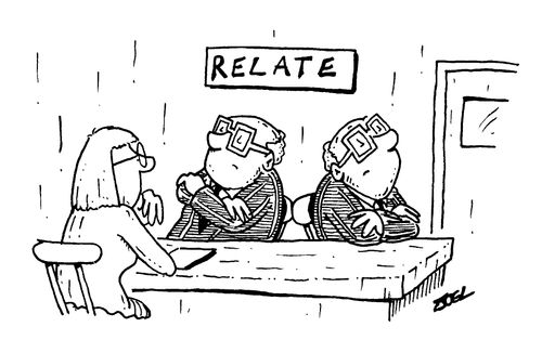 Two men at relate