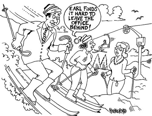 "Earl finds it hard to leave the office behind."