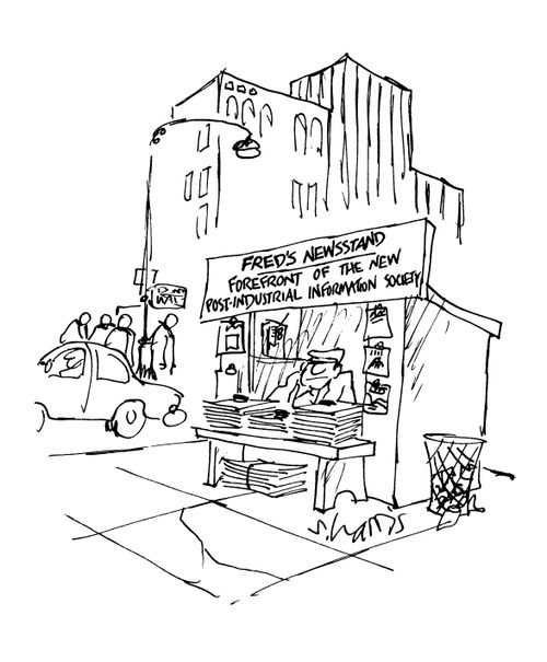 Fred's Newstand - forefront of the new post-industrial information society.
