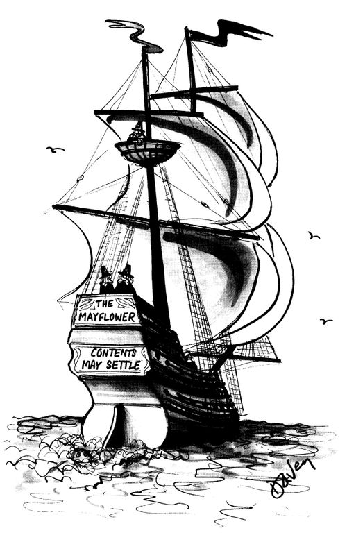 The Mayflower "Contents May Settle."
