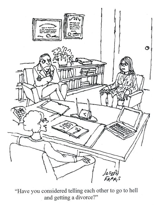'Have you considered telling each other to  go to hell and getting a divorce?'