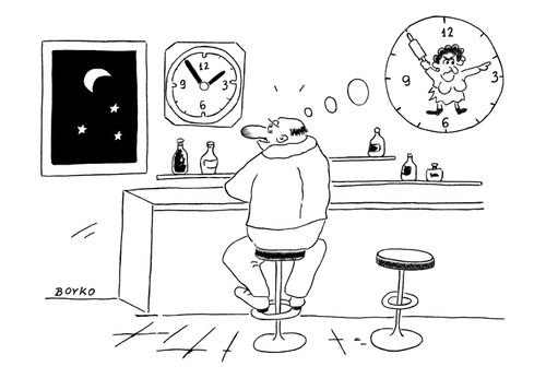 Man in the pub thinks of his wife waiting at home.