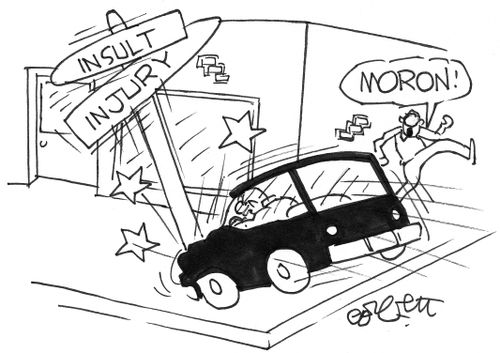 Accident adds insult to injury: 'Moron!'