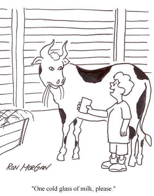"One cold glass of milk, please."
