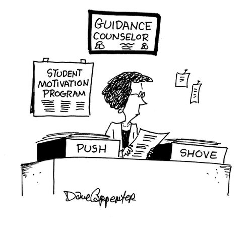 Guidance Counselor's boxes, 'push'--'shove'.
