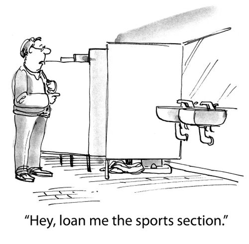 'Hey, loan me the sports section.'