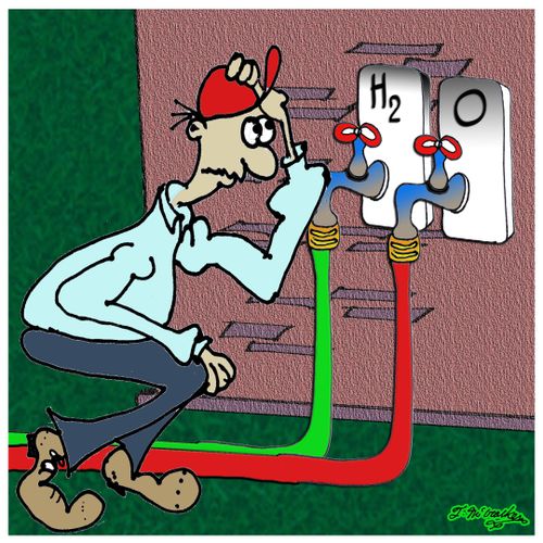 Two hoses, one labeled 'H2' and the other '0'.