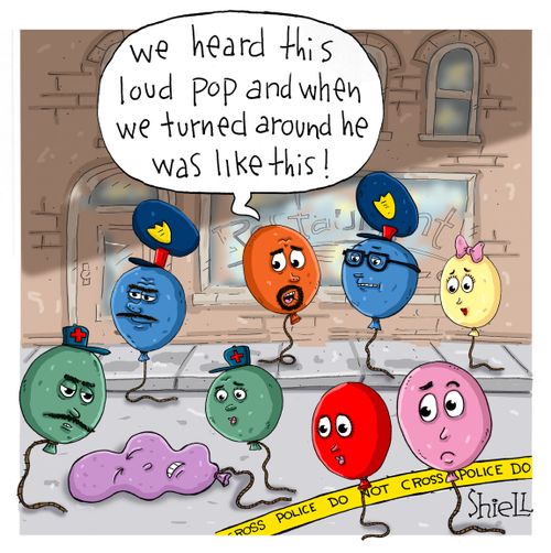 'We hears this loud pop and when we turned around he was like this!'