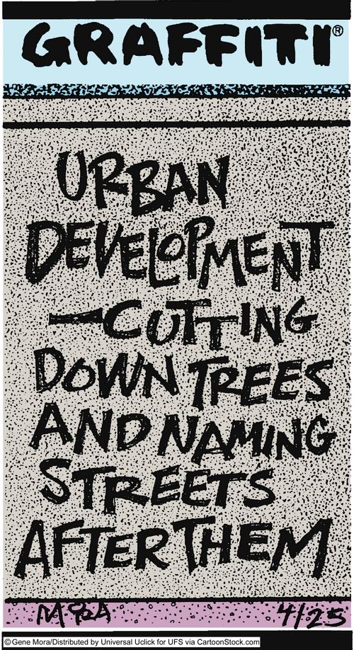 Urban Development - Cutting down trees and naming streets after them.