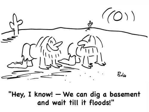 'Hey, I know! -- We can dig a basement and wait till it floods!'