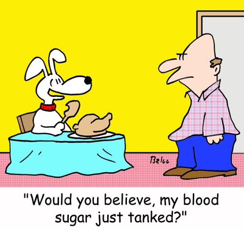 'Would you believe, my blood sugar just tanked?'