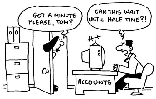 Accountant watching a game during working hours.