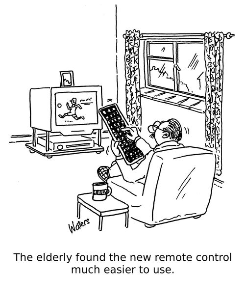 The elderly found the new remote control much easier to use.
